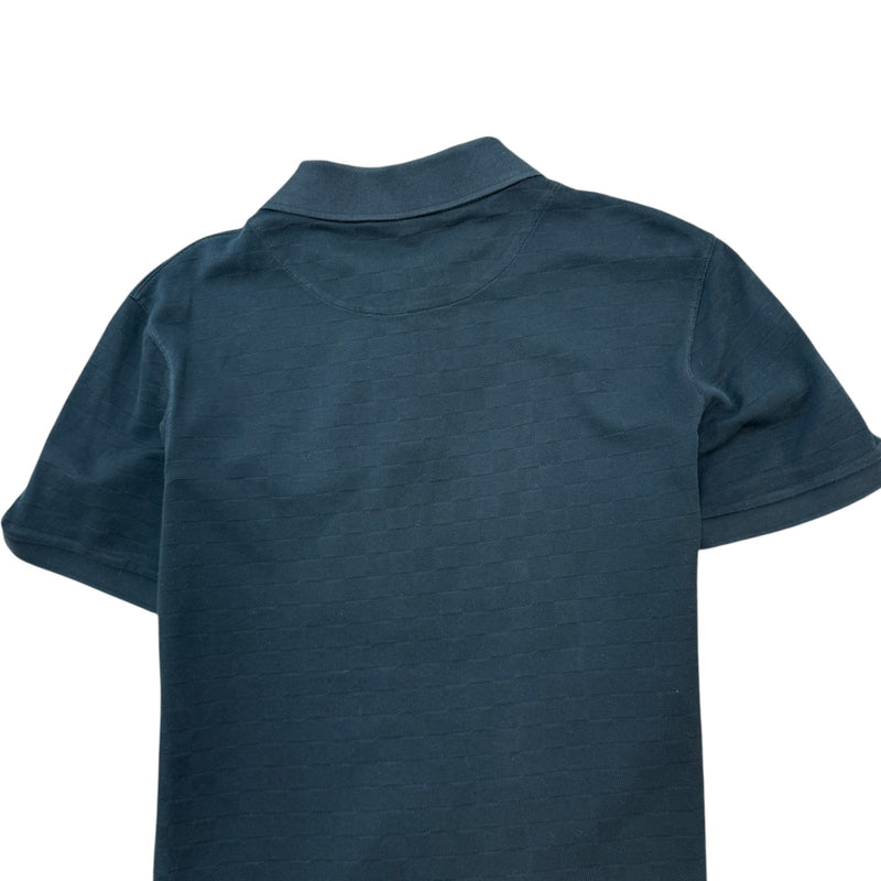 Men's Full Damier Polo Shirt Navy Size M