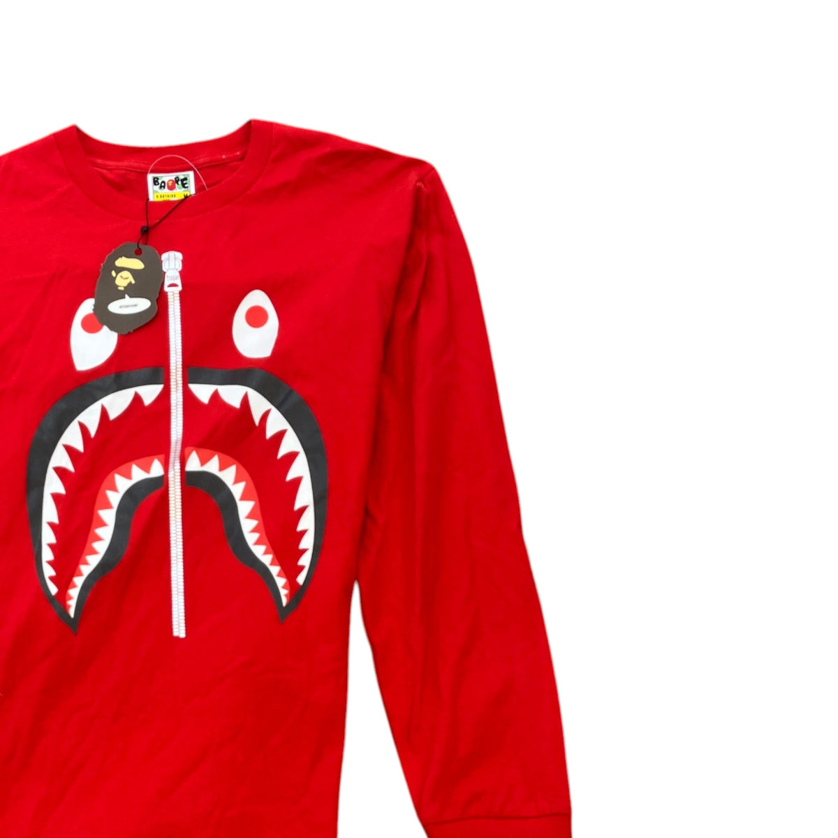Men's Shark Graphic Long Sleeve T-Shirt Red Size M - Photo 3