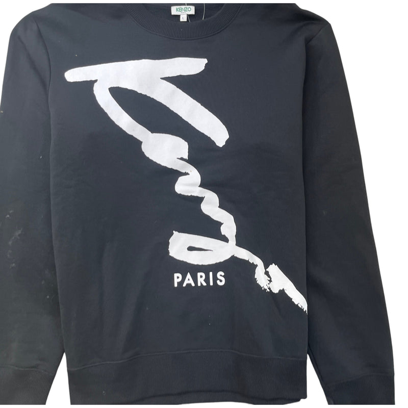 Men's Logo Print Jumper Black Size L