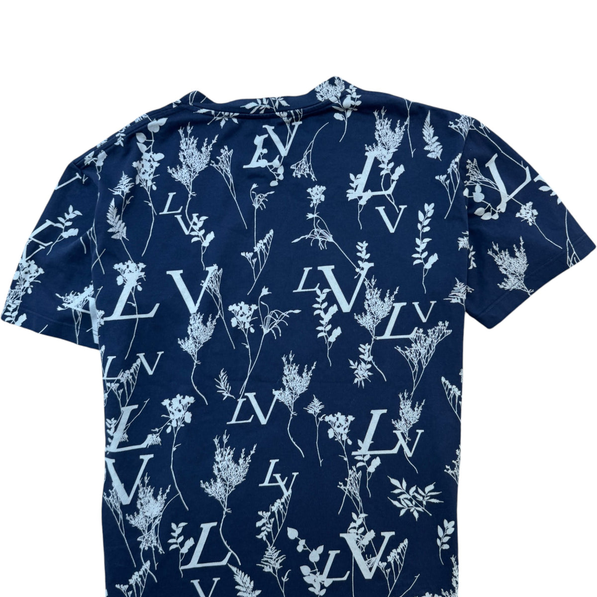 Men's LV Logo Leaf T-Shirt Navy Size L - Photo 4