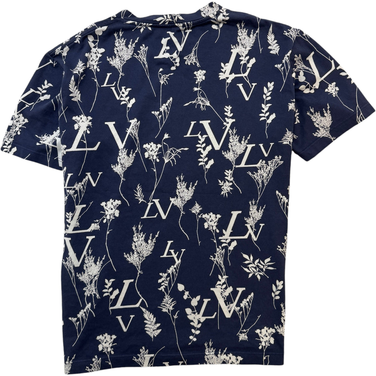 Men's LV Logo Leaf T-Shirt Navy Size L - Photo 2