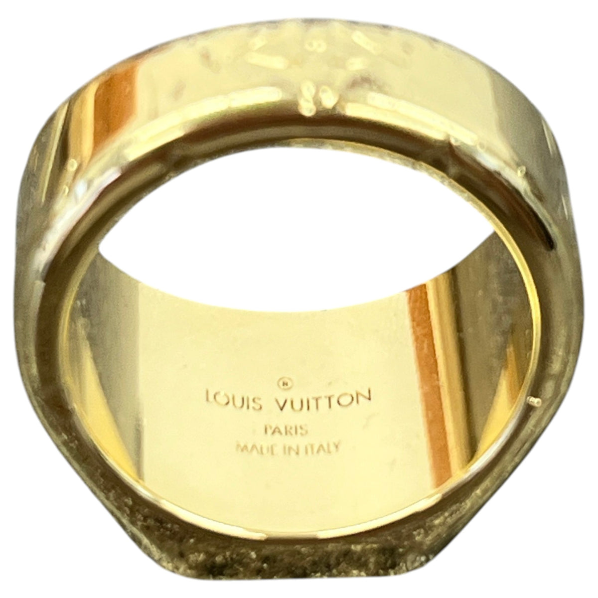 Men's Monogram Signet Ring Gold Size M - Photo 5