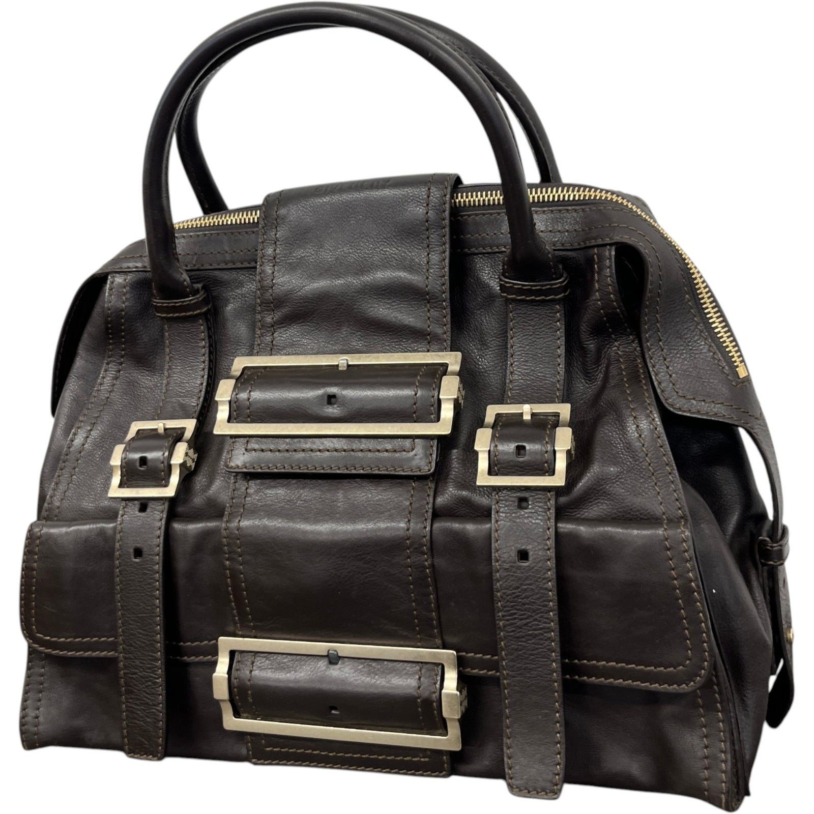 Women's Buckle Detail Handbag Brown - Photo 4