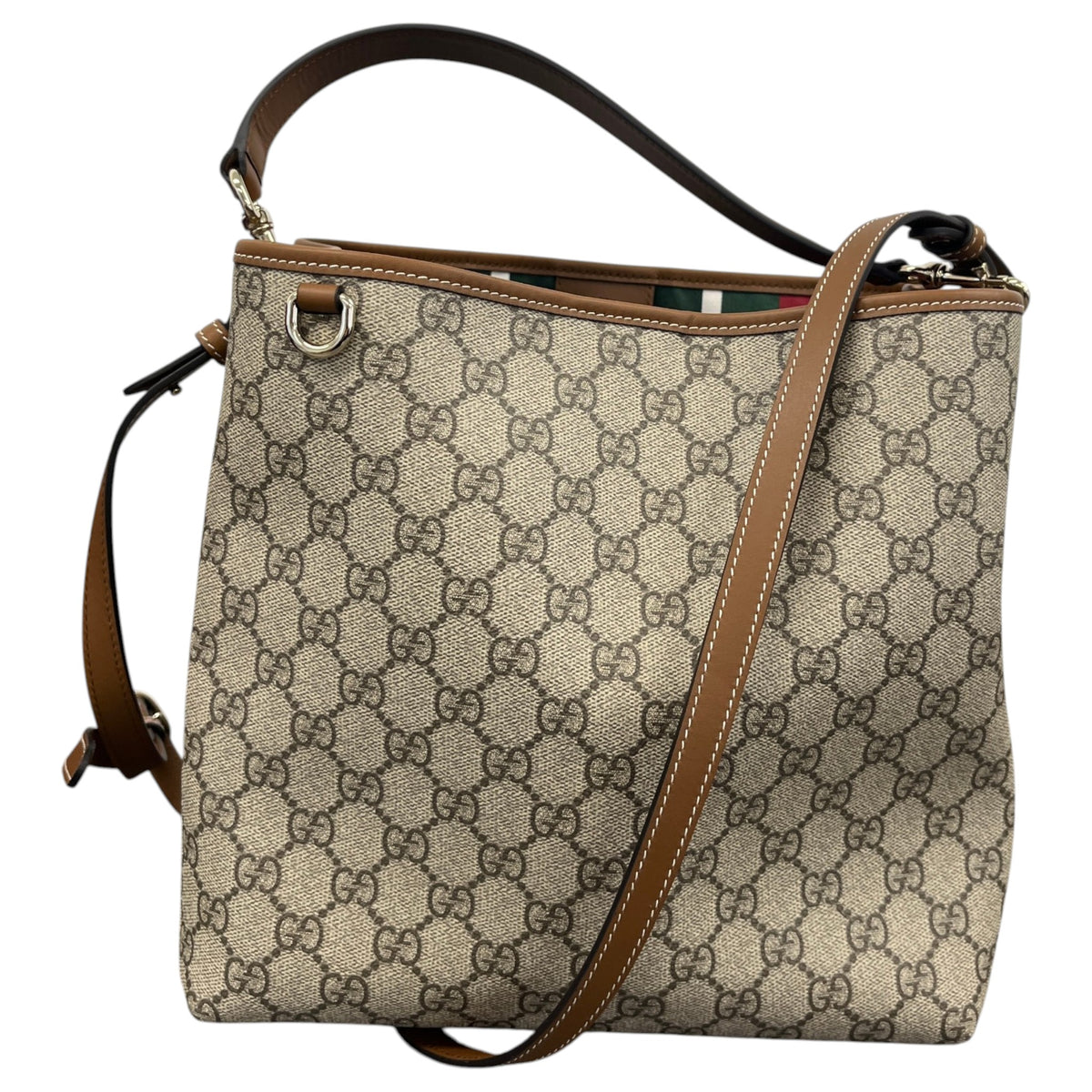 Women's GG Supreme Emblem Handbag Beige - Photo 1