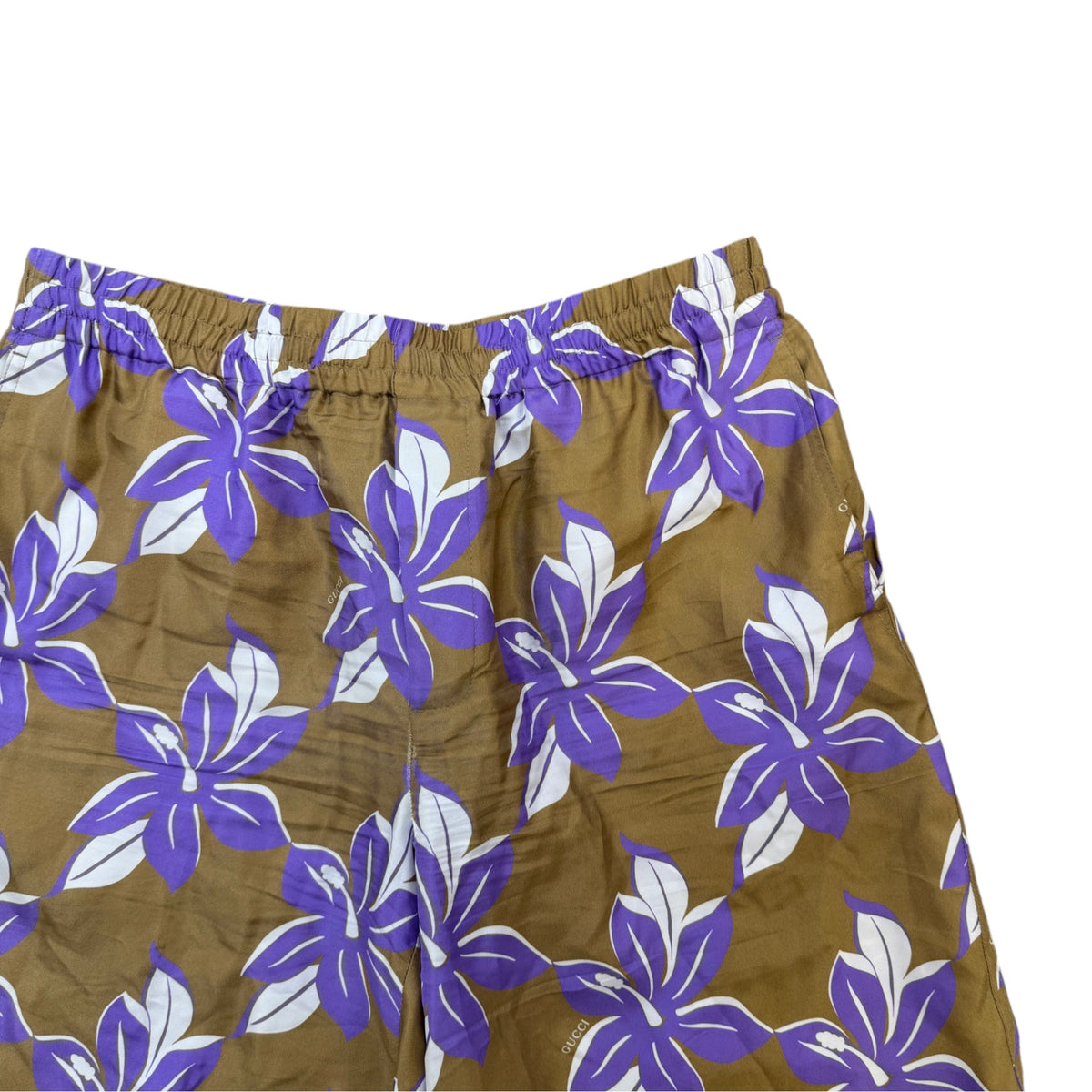 Men's Floral Print Shorts Beige Size M / W32 - Photo 3