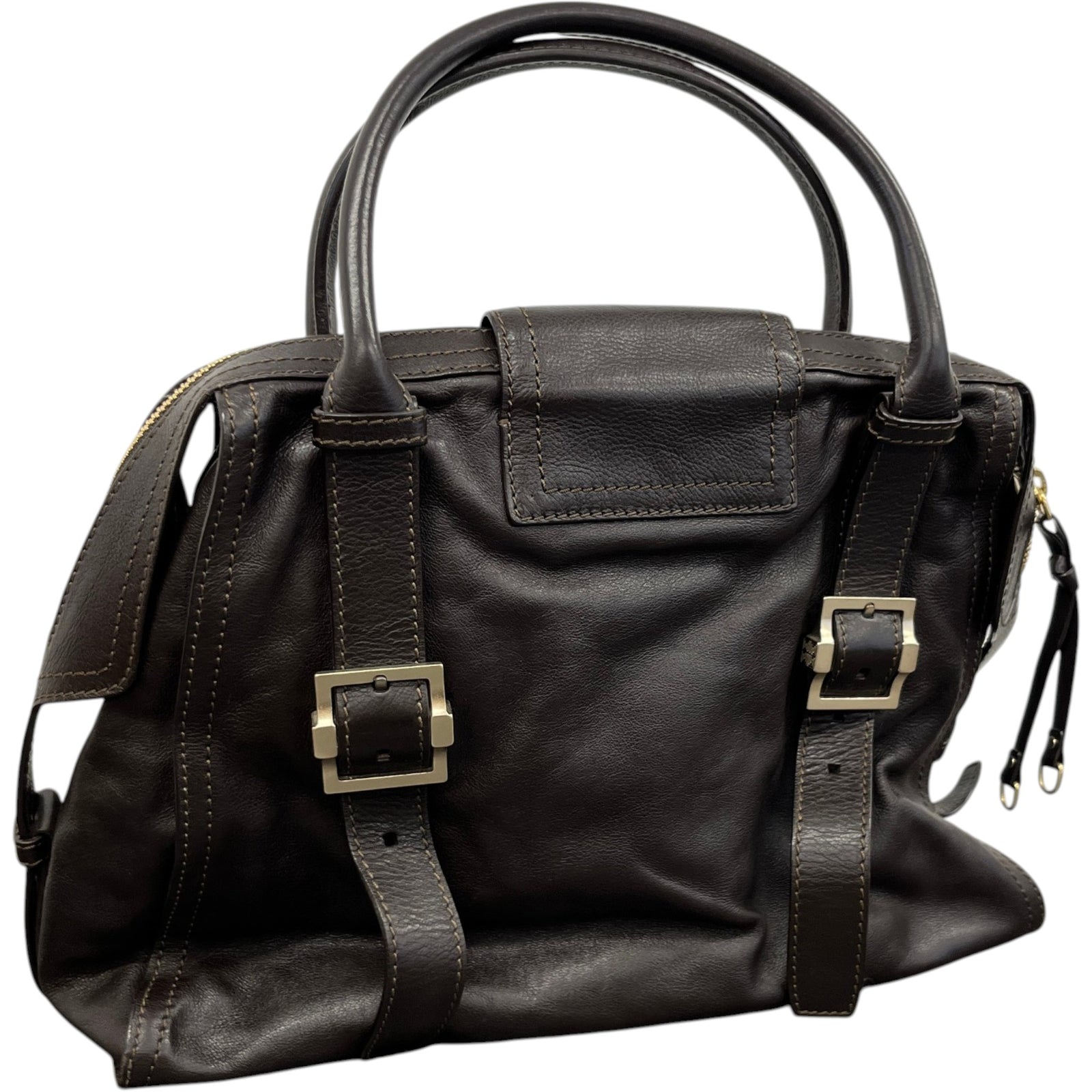 Women's Buckle Detail Handbag Brown - Photo 8