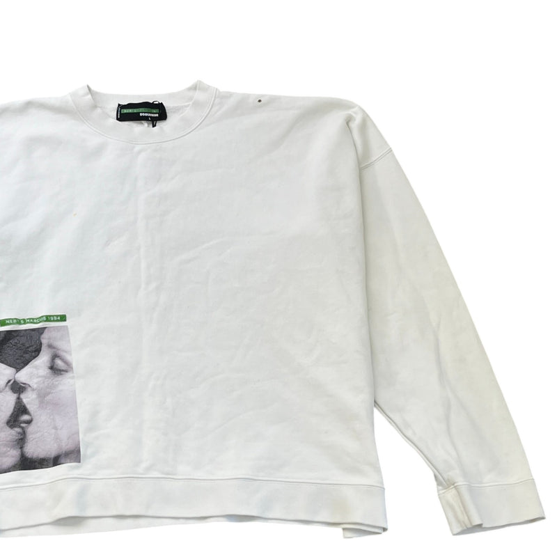 Men's Photo Print Sweatshirt White Size L