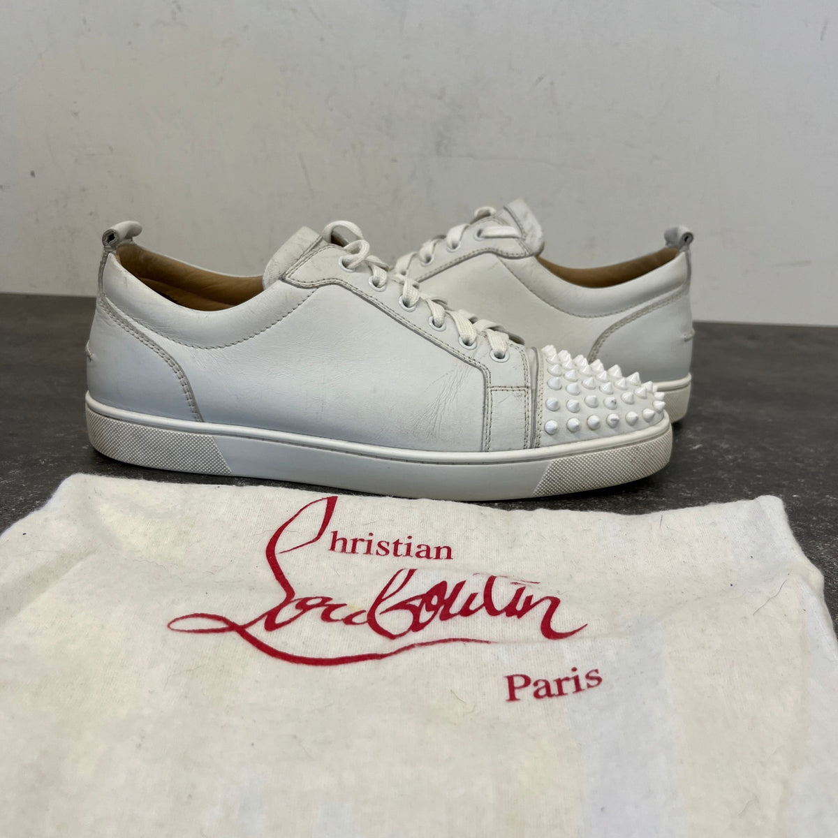 Men's Louis Junior Spikes Flat Low Trainers White Size UK 9.5 / EU 43.5 - Photo 12