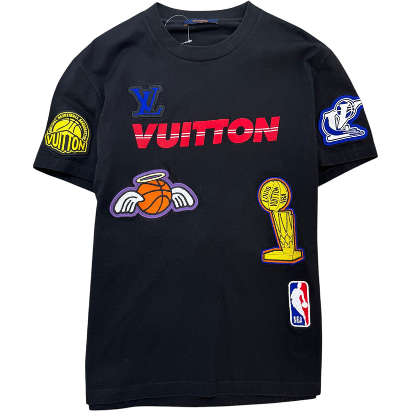 Men's X NBA Embroidered Patch T-Shirt Black Size L