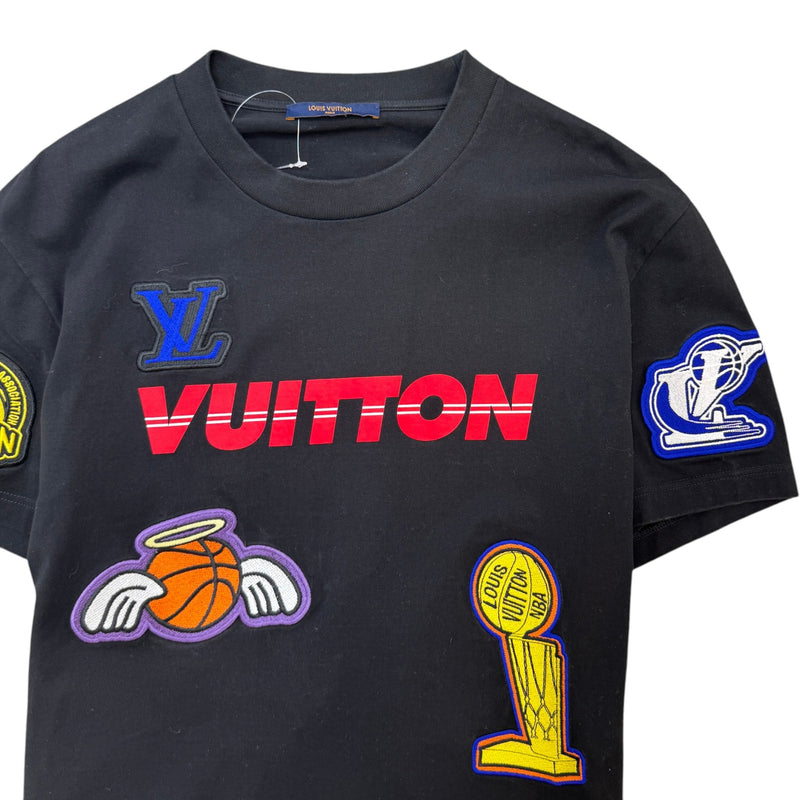 Men's X NBA Embroidered Patch T-Shirt Black Size L