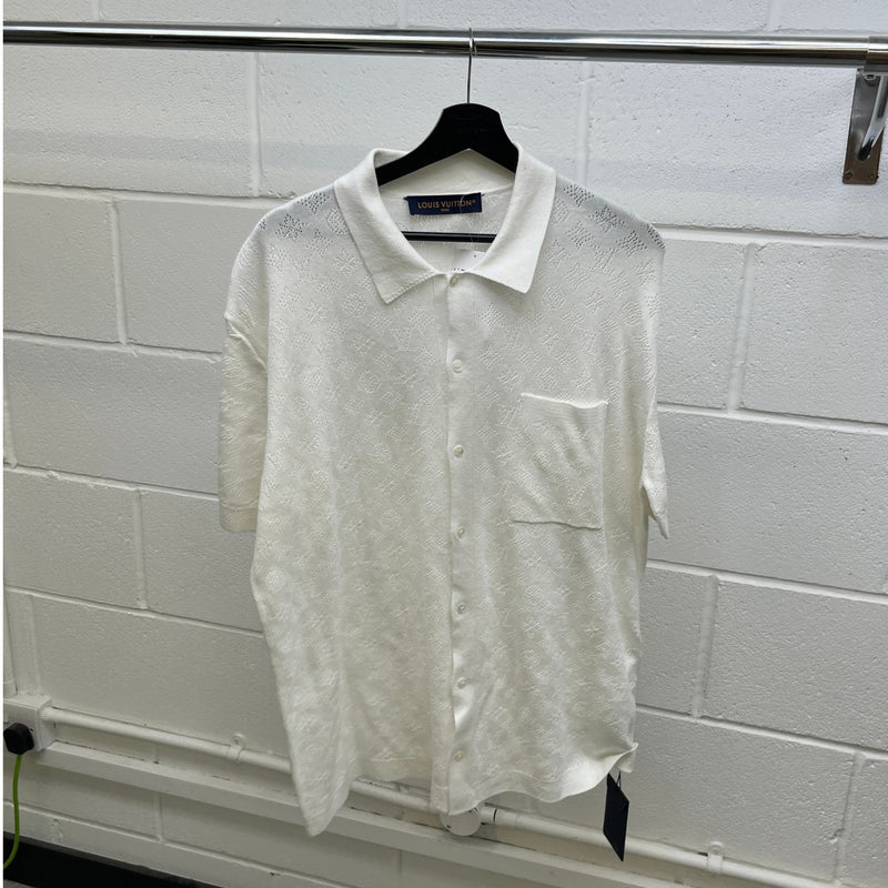Men's Monogram Pointelle Shirt White Size XL