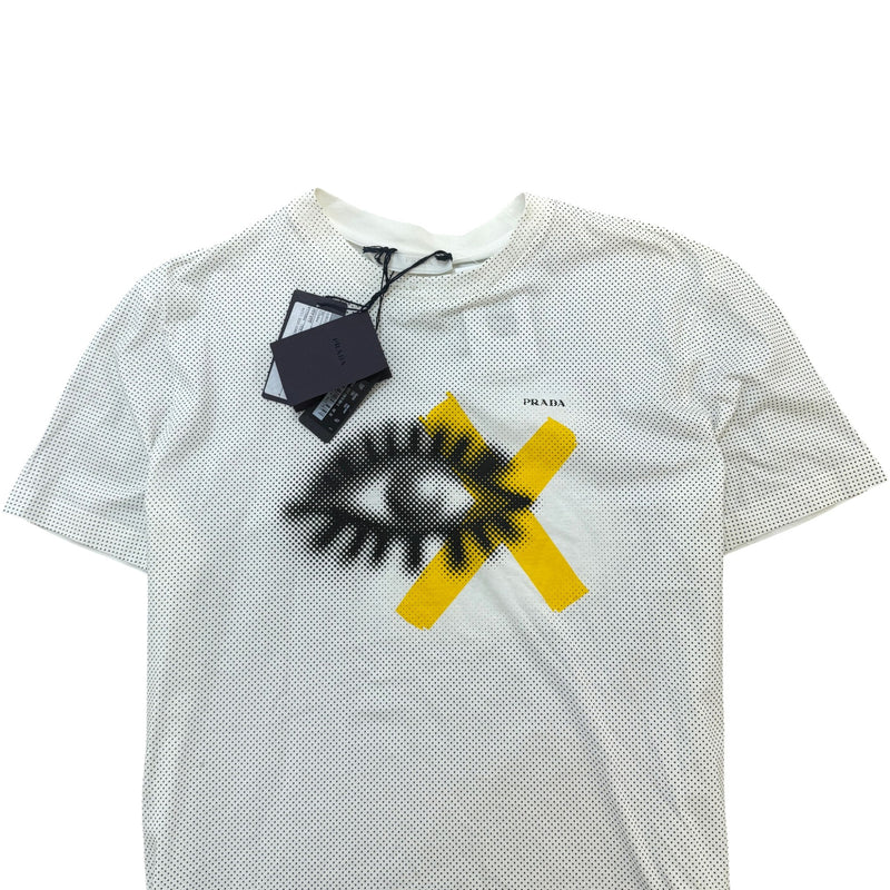 Men's Logo Print  Dot X-Ray T-Shirt White Size L