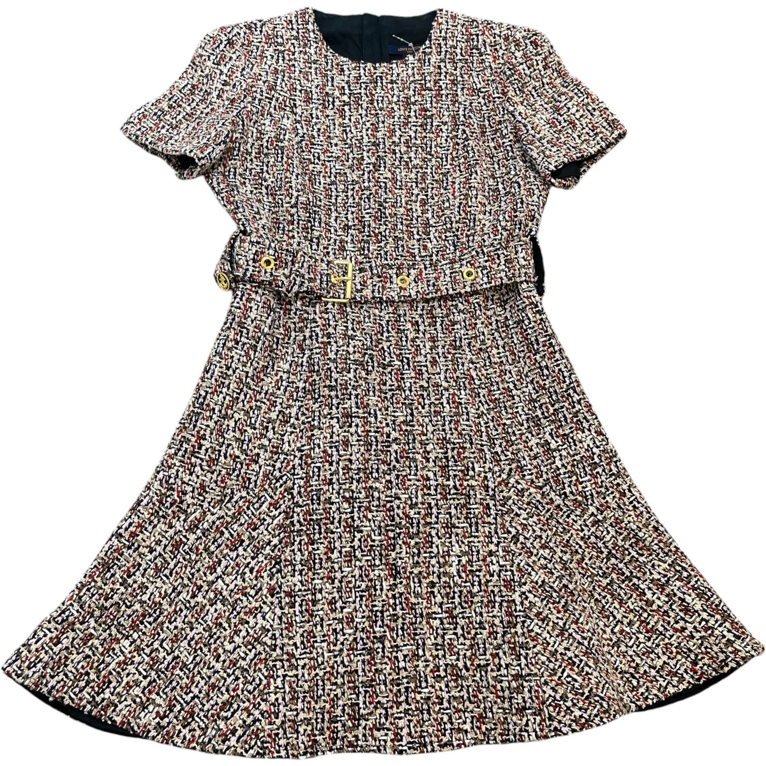Women's Tweed Belted Skater Dress & Blazer Top Multi-Coloured Size M - Photo 2