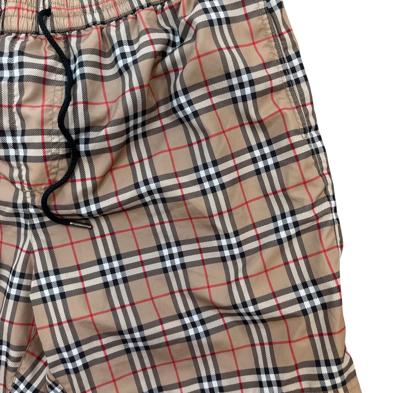 Men's Check Print Swim Shorts Beige Size M
