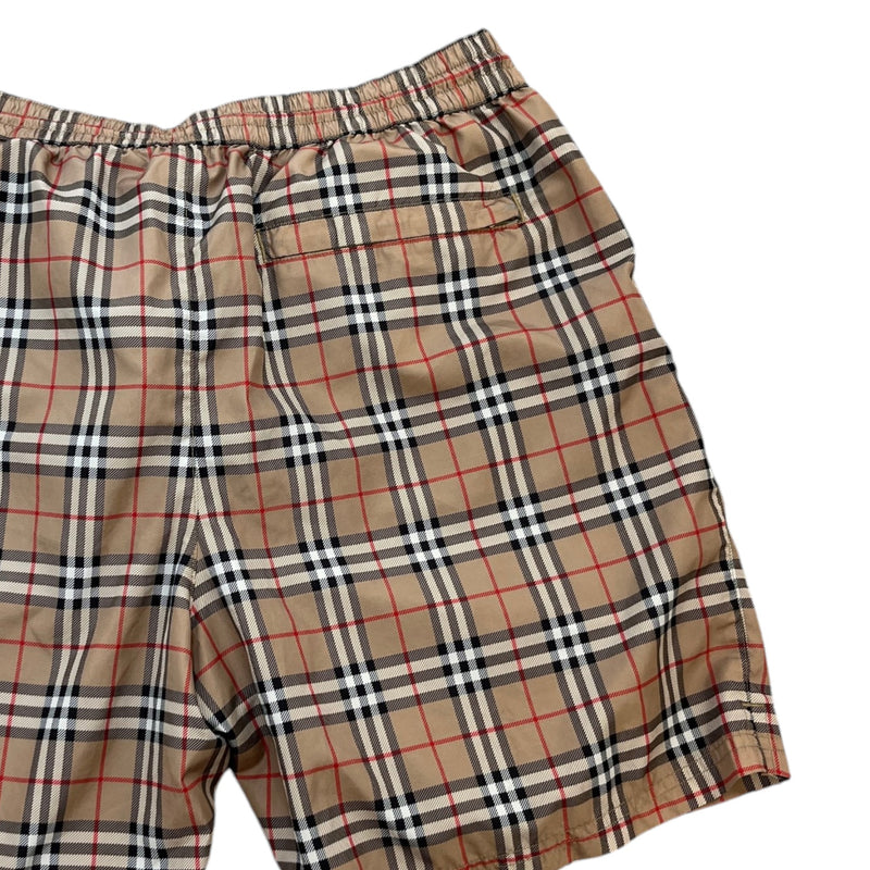 Men's Check Print Swim Shorts Beige Size M