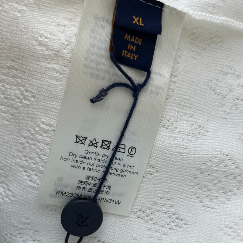 Men's Monogram Pointelle Shirt White Size XL