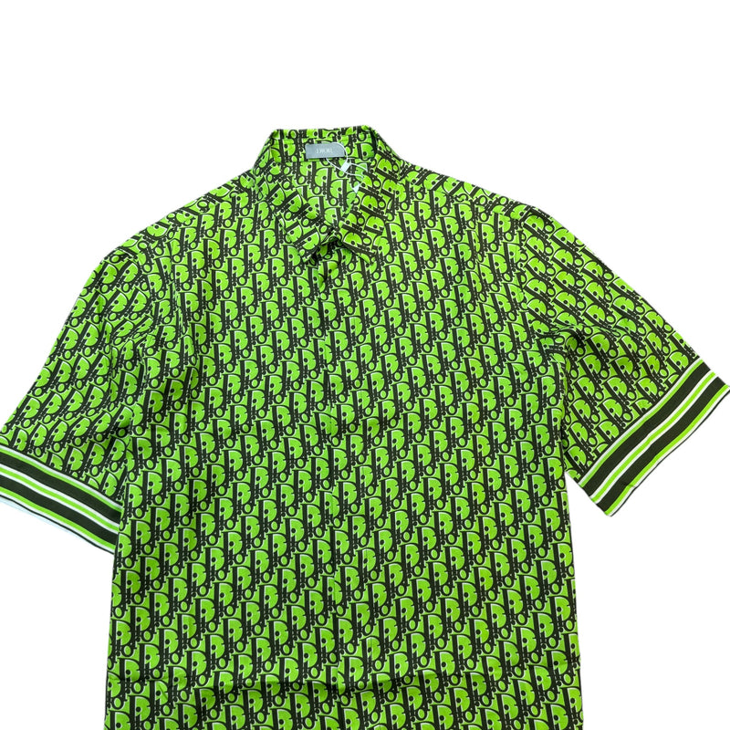 Men's Oblique Pixel Short Sleeve Shirt Green Size M