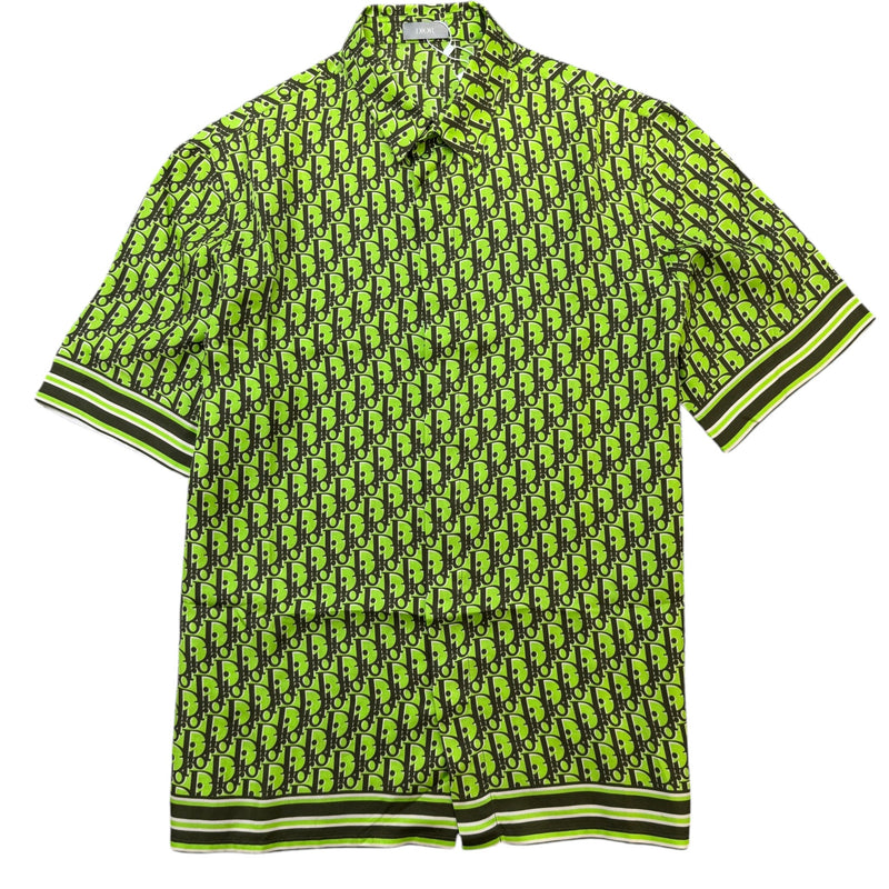 Men's Oblique Pixel Short Sleeve Shirt Green Size M