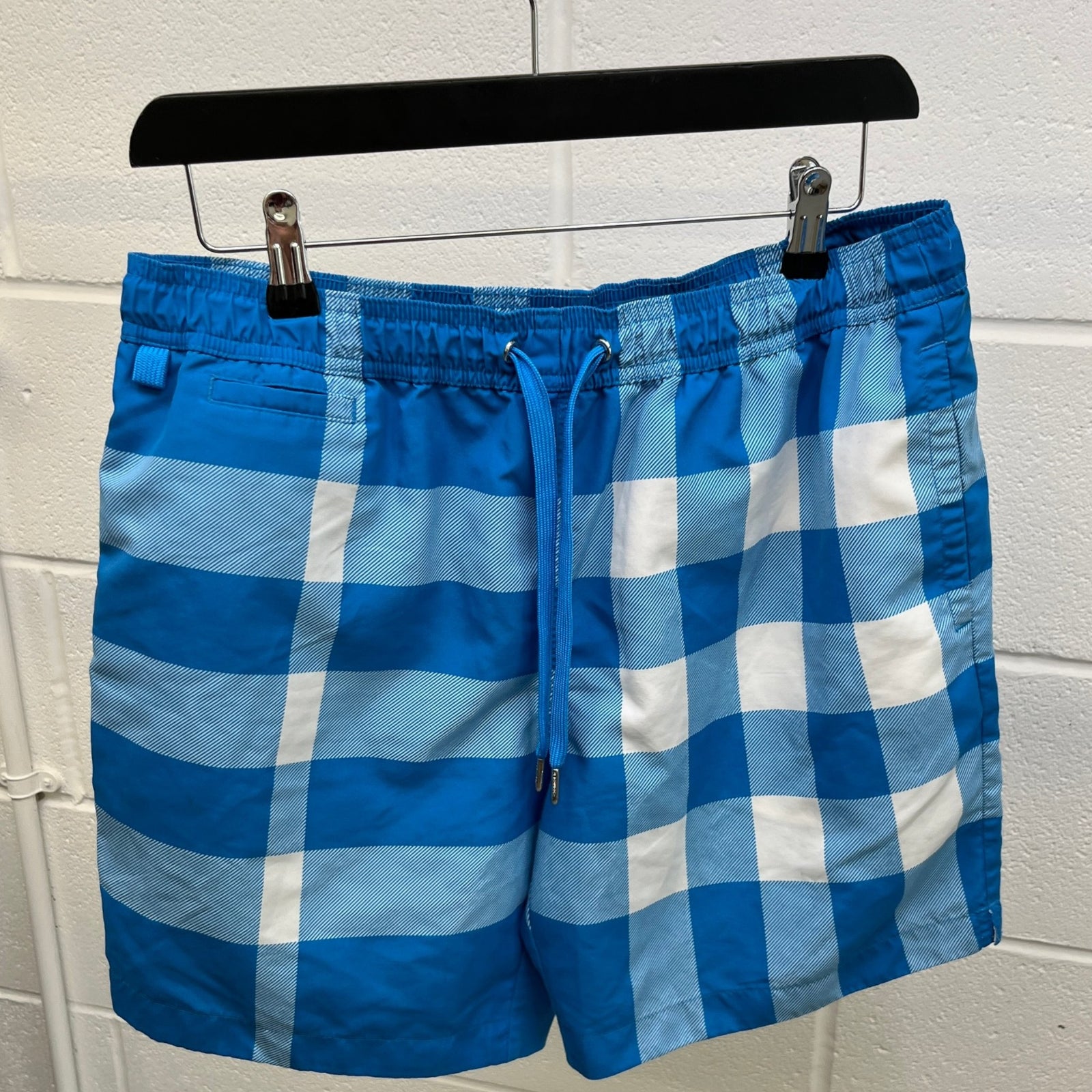 Men's Check Print Swim Shorts Blue Size M - Photo 8