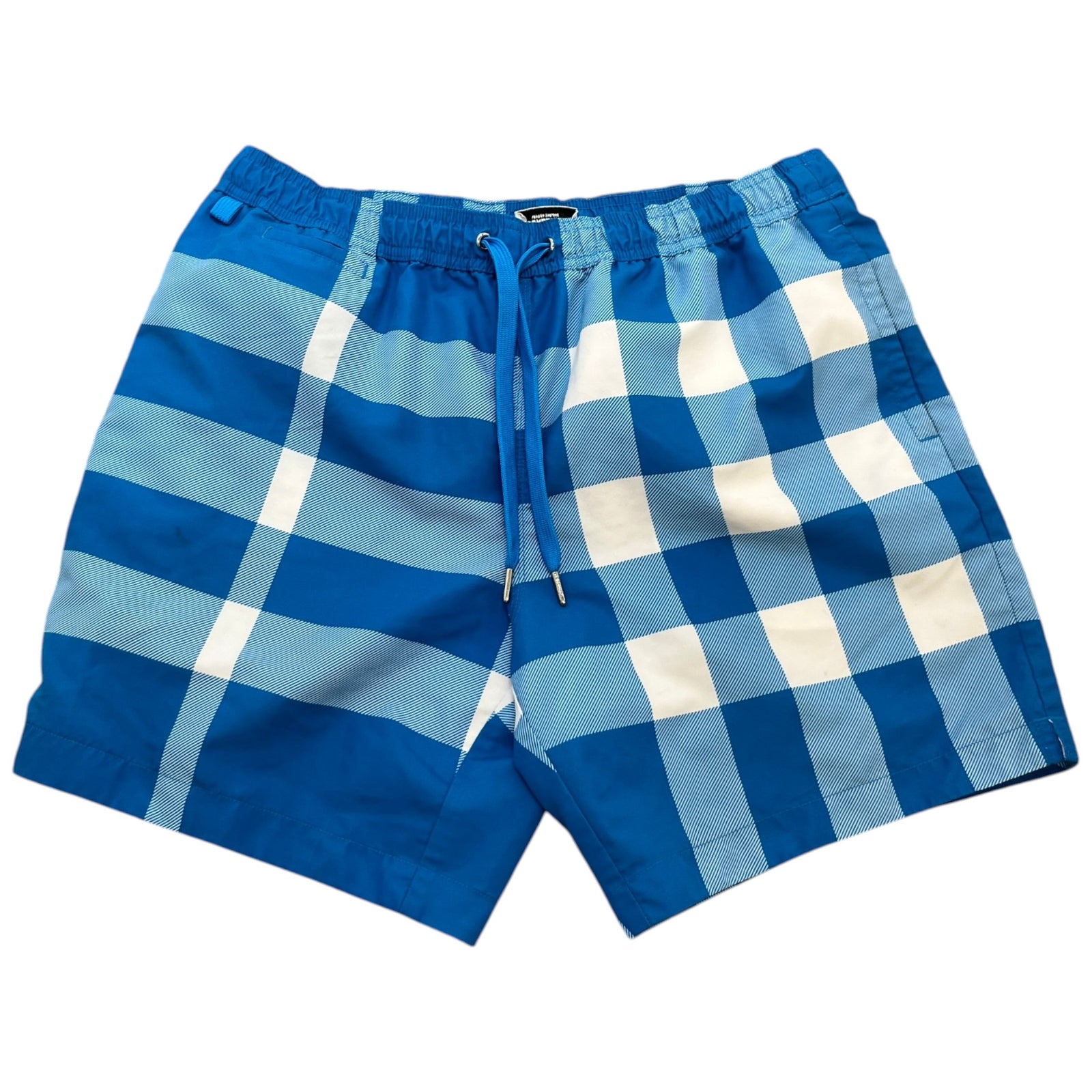 Men's Check Print Swim Shorts Blue Size M - Photo 1