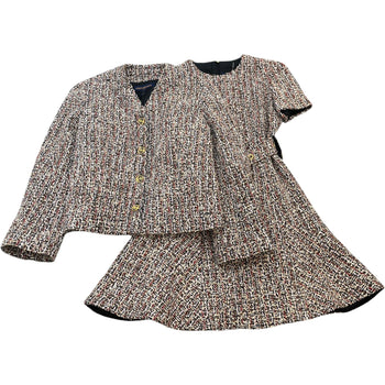 Women's Tweed Belted Skater Dress & Blazer Top Multi-Coloured Size M