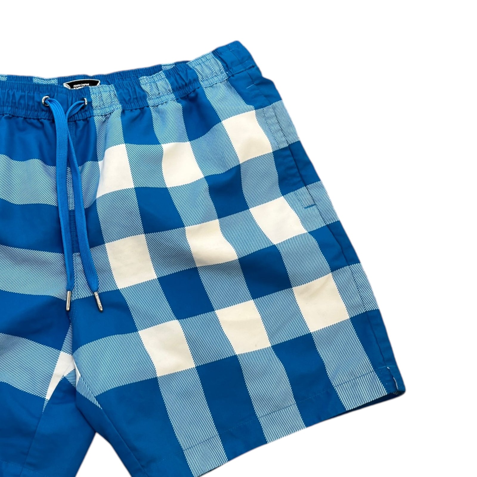 Men's Check Print Swim Shorts Blue Size M - Photo 3