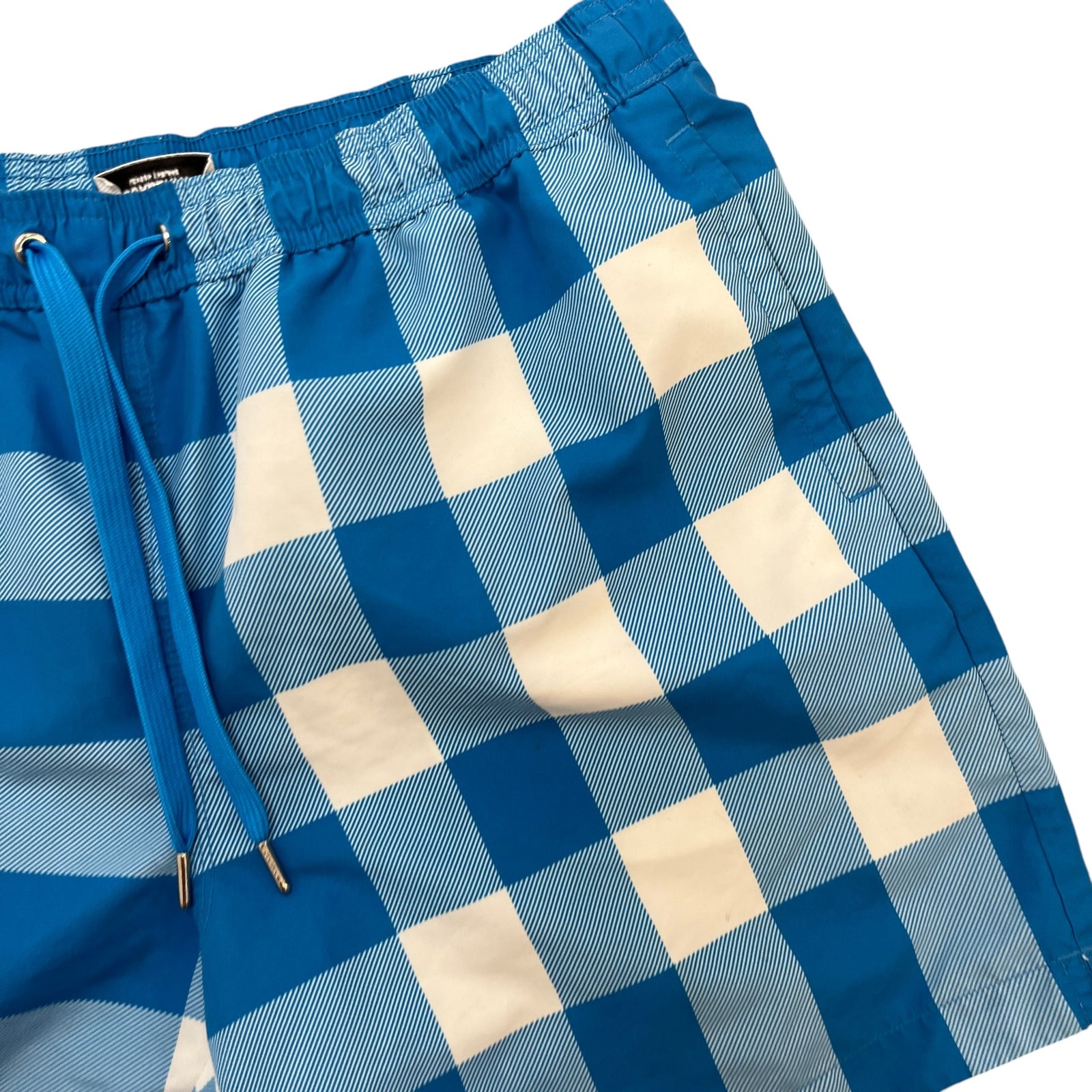 Men's Check Print Swim Shorts Blue Size M - Photo 5