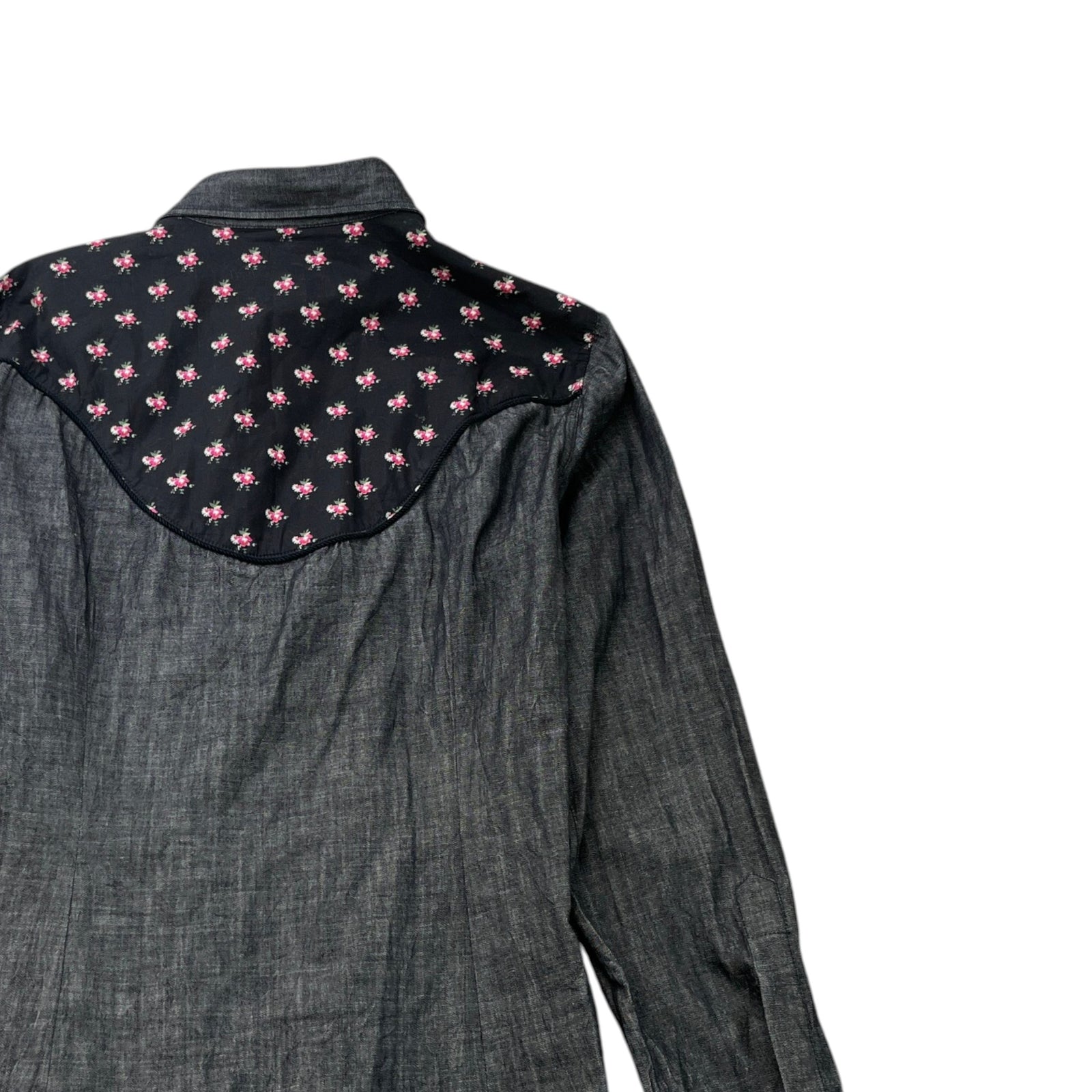 Men's Floral Print Long Sleeve Shirt Grey Size L - Photo 4