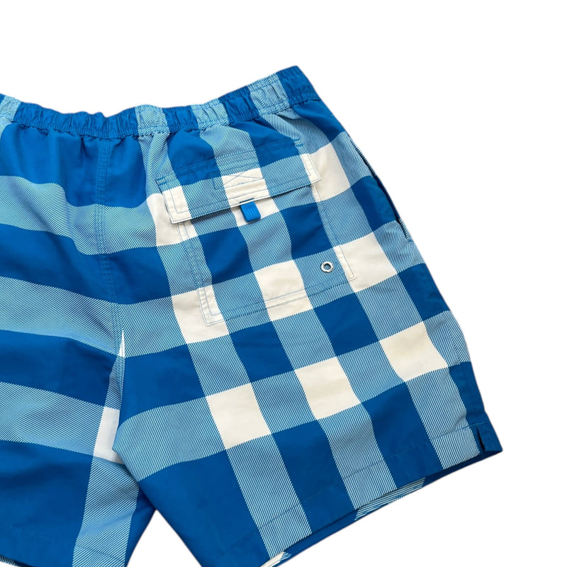 Men's Check Print Swim Shorts Blue Size M