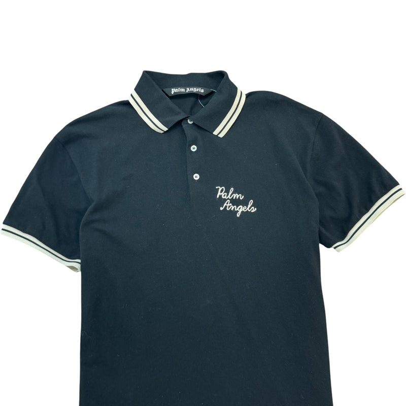 Men's Embroidered Logo Polo Shirt Black Size M