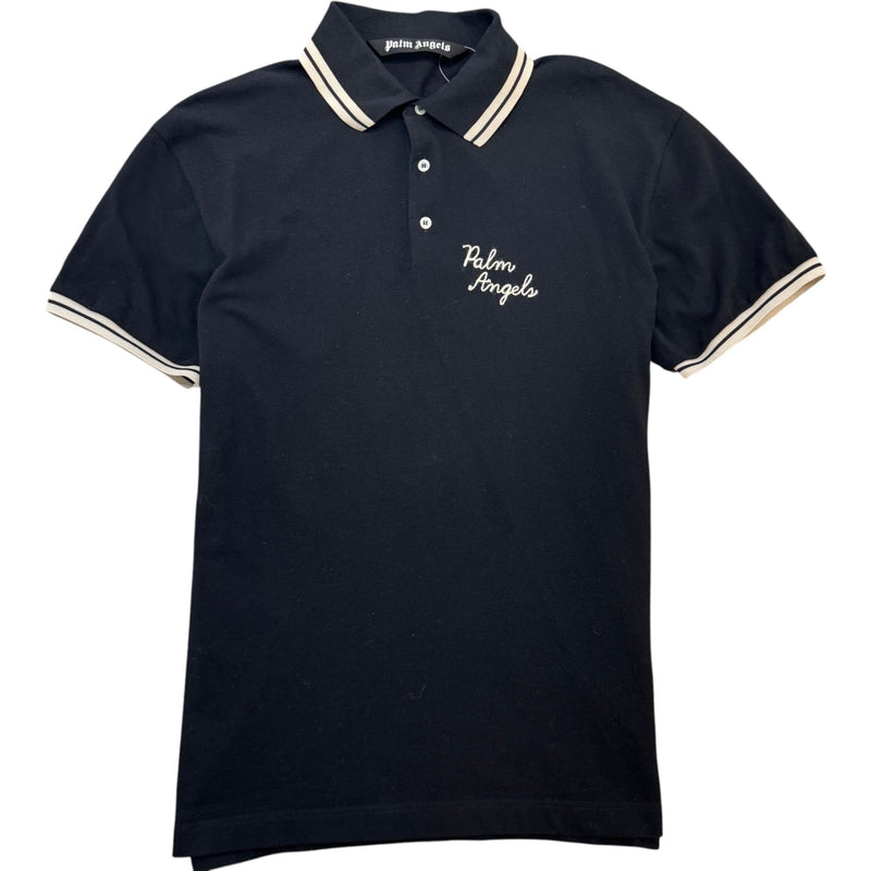 Men's Embroidered Logo Polo Shirt Black Size M