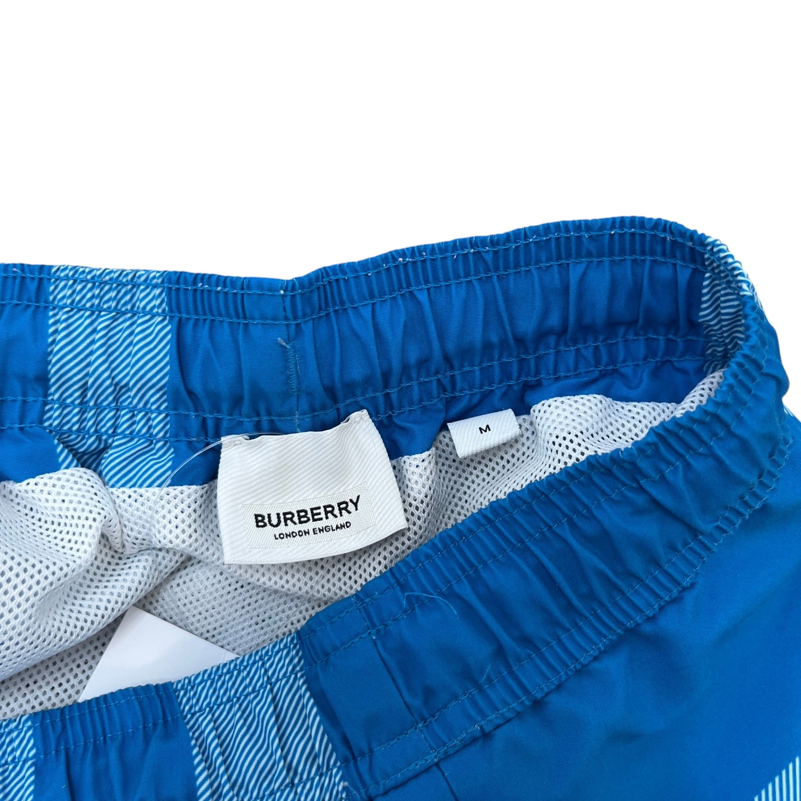 Men's Check Print Swim Shorts Blue Size M - Photo 7