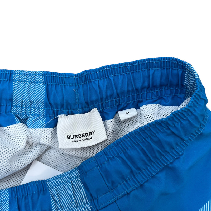 Men's Check Print Swim Shorts Blue Size M