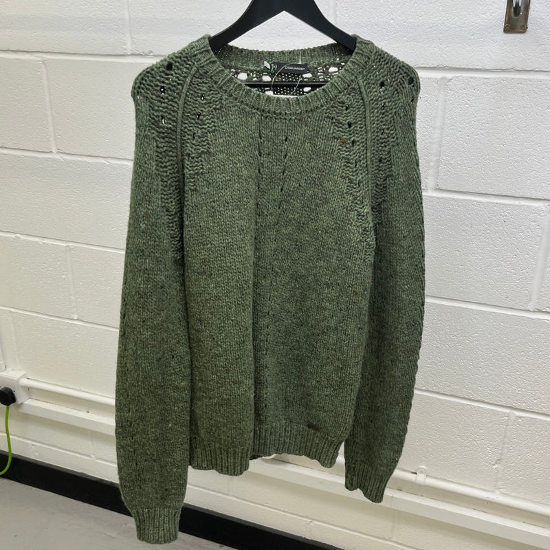 Men's Openwork Knit Sweatshirt Green Size L