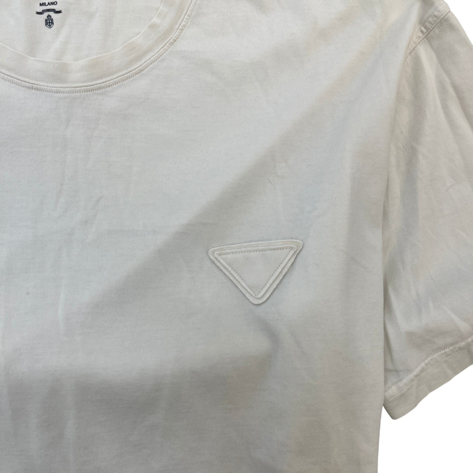 Men's Triangle Logo T-Shirt Cream Size 3XL - Photo 6