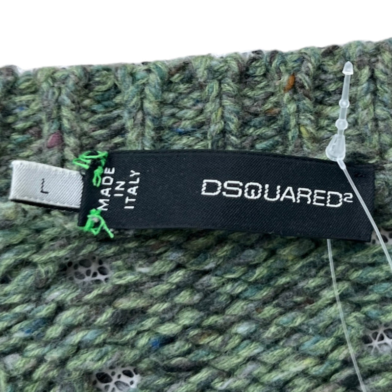 Men's Openwork Knit Sweatshirt Green Size L