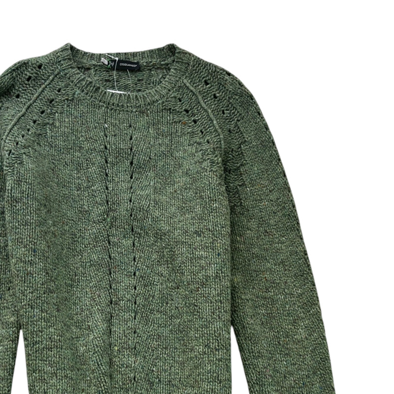 Men's Openwork Knit Sweatshirt Green Size L
