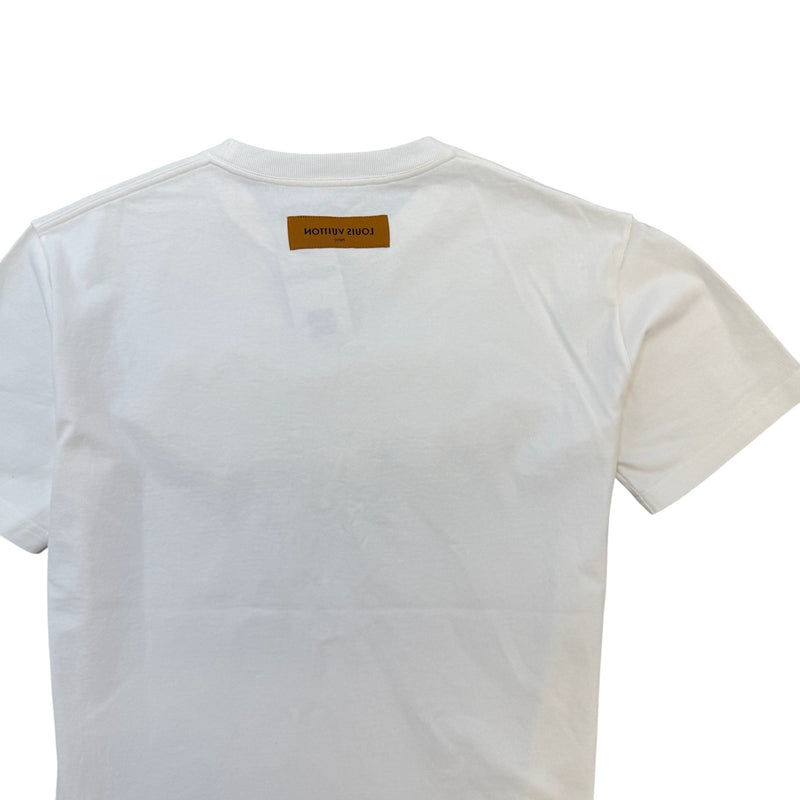 Men's 3D Embroidered Graffiti Logo T-Shirt White Size L