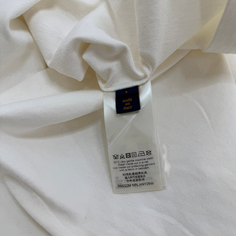 Men's 3D Embroidered Graffiti Logo T-Shirt White Size L