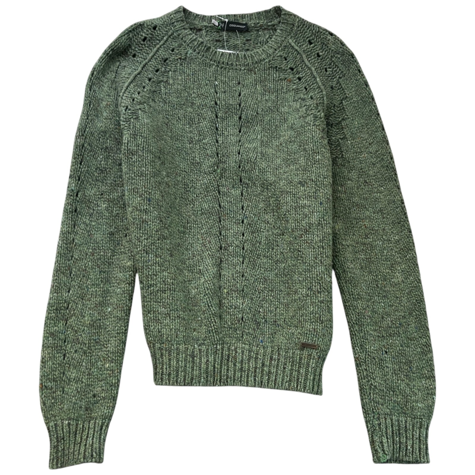 Men's Openwork Knit Sweatshirt Green Size L - Photo 1