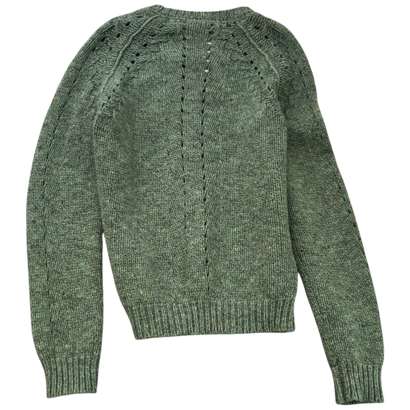 Men's Openwork Knit Sweatshirt Green Size L