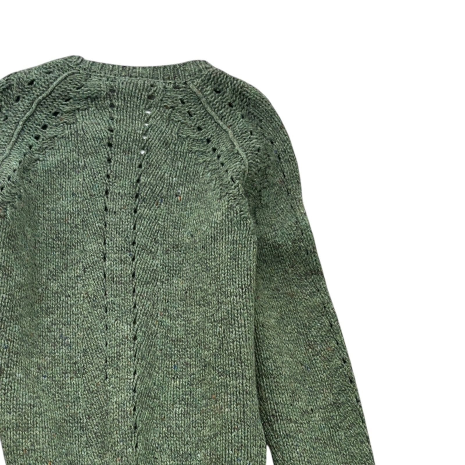 Men's Openwork Knit Sweatshirt Green Size L - Photo 4