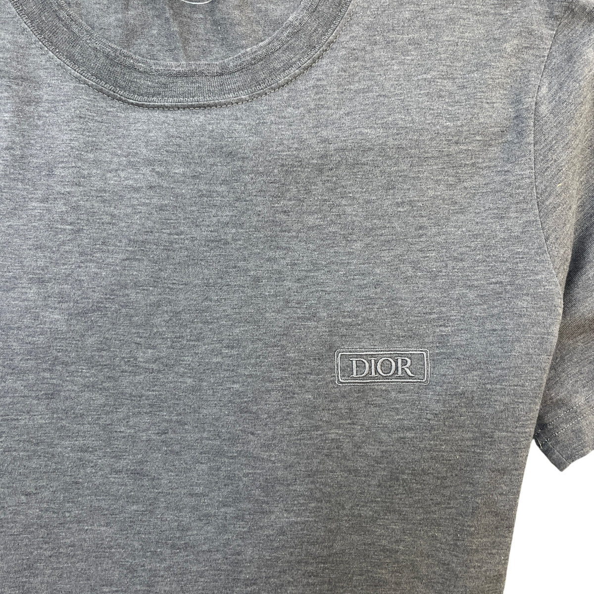 Men's Embroidered Logo T-Shirt Grey Size M - Photo 6