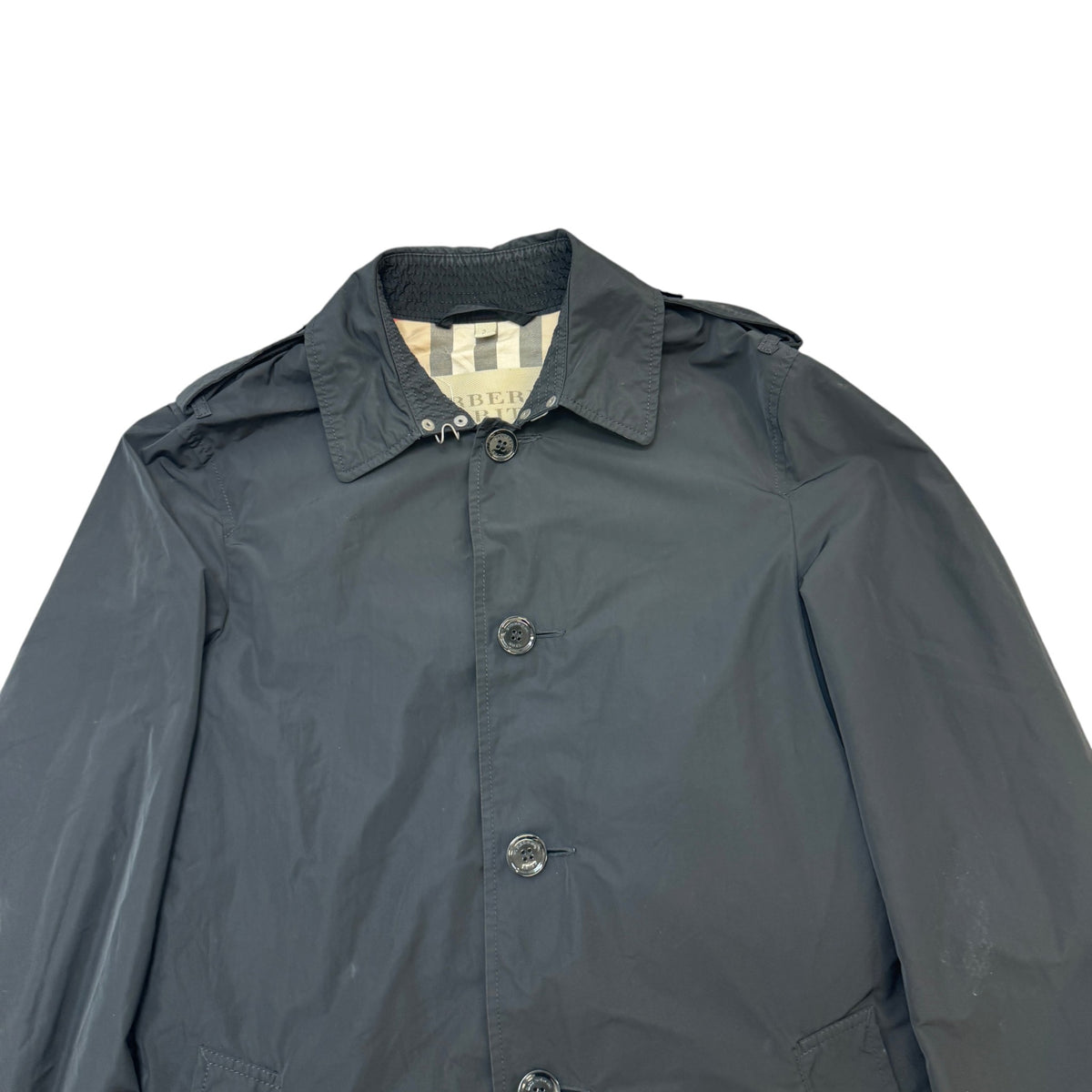 Men's Check Single Breasted Trench Jacket Black Size S - Photo 3