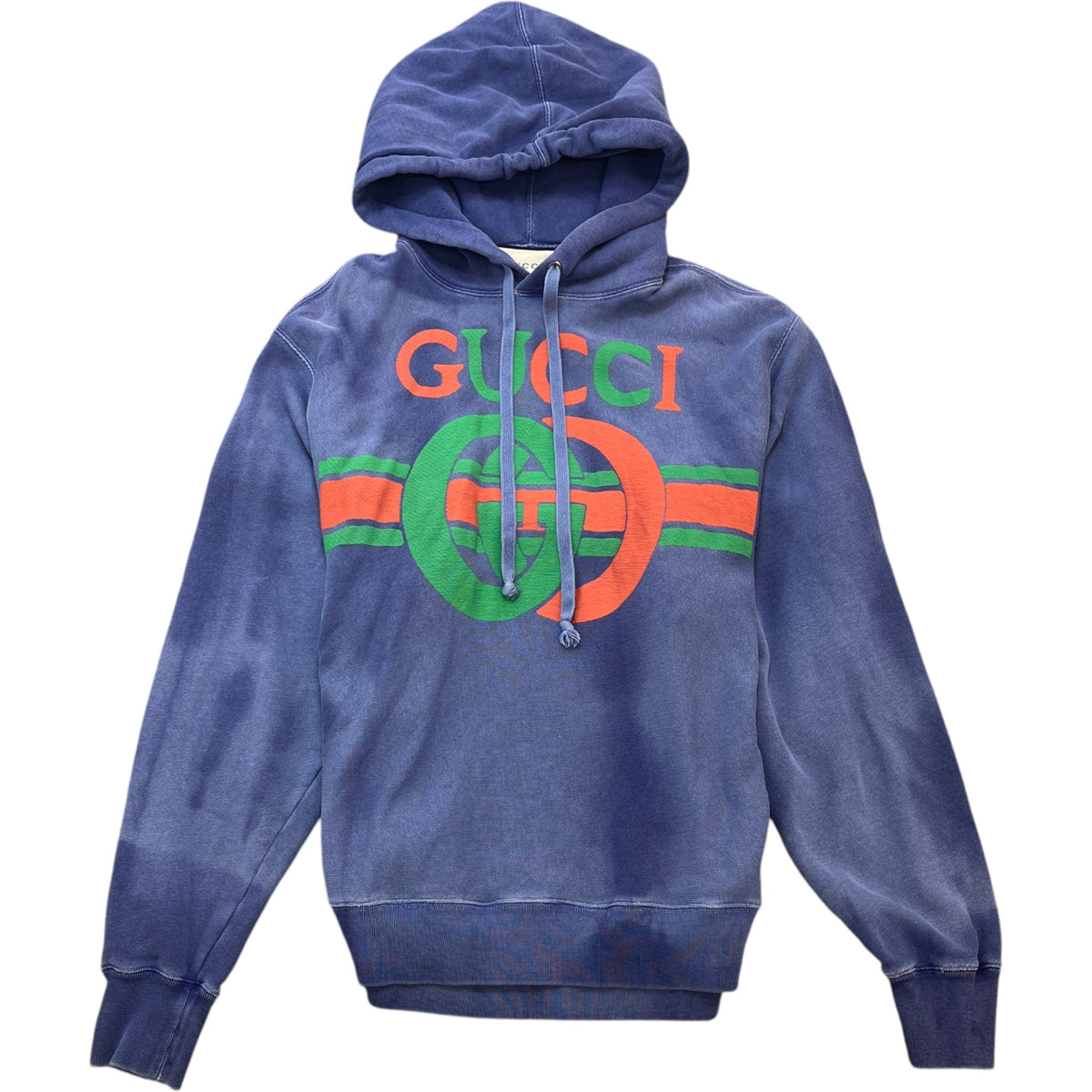 Men's Distressed Interlocking G Hoodie Blue Size XS - Photo 1