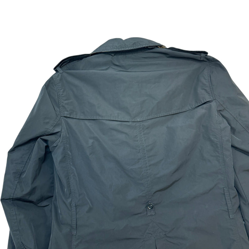 Men's Check Single Breasted Trench Jacket Black Size S