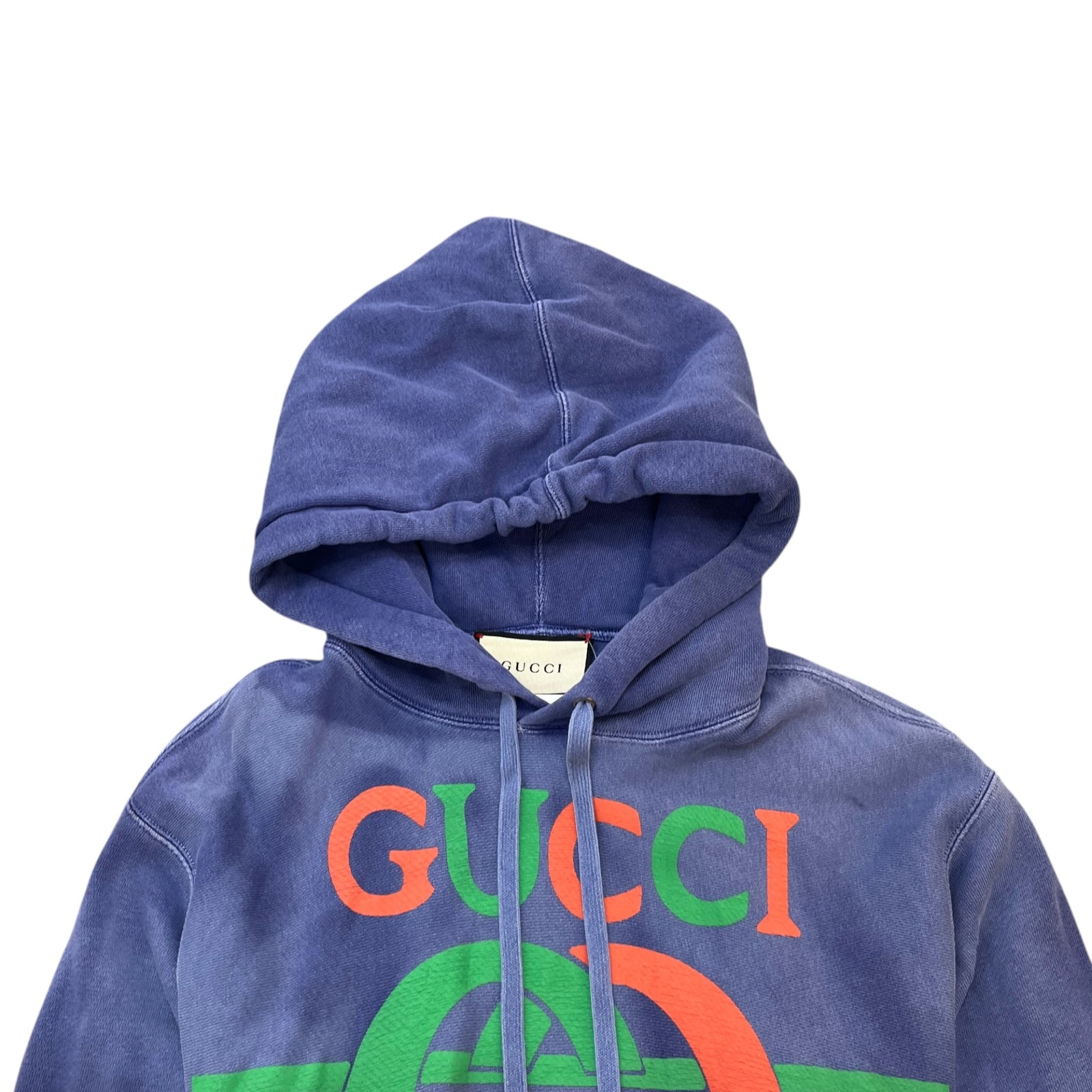 Men's Distressed Interlocking G Hoodie Blue Size XS - Photo 5