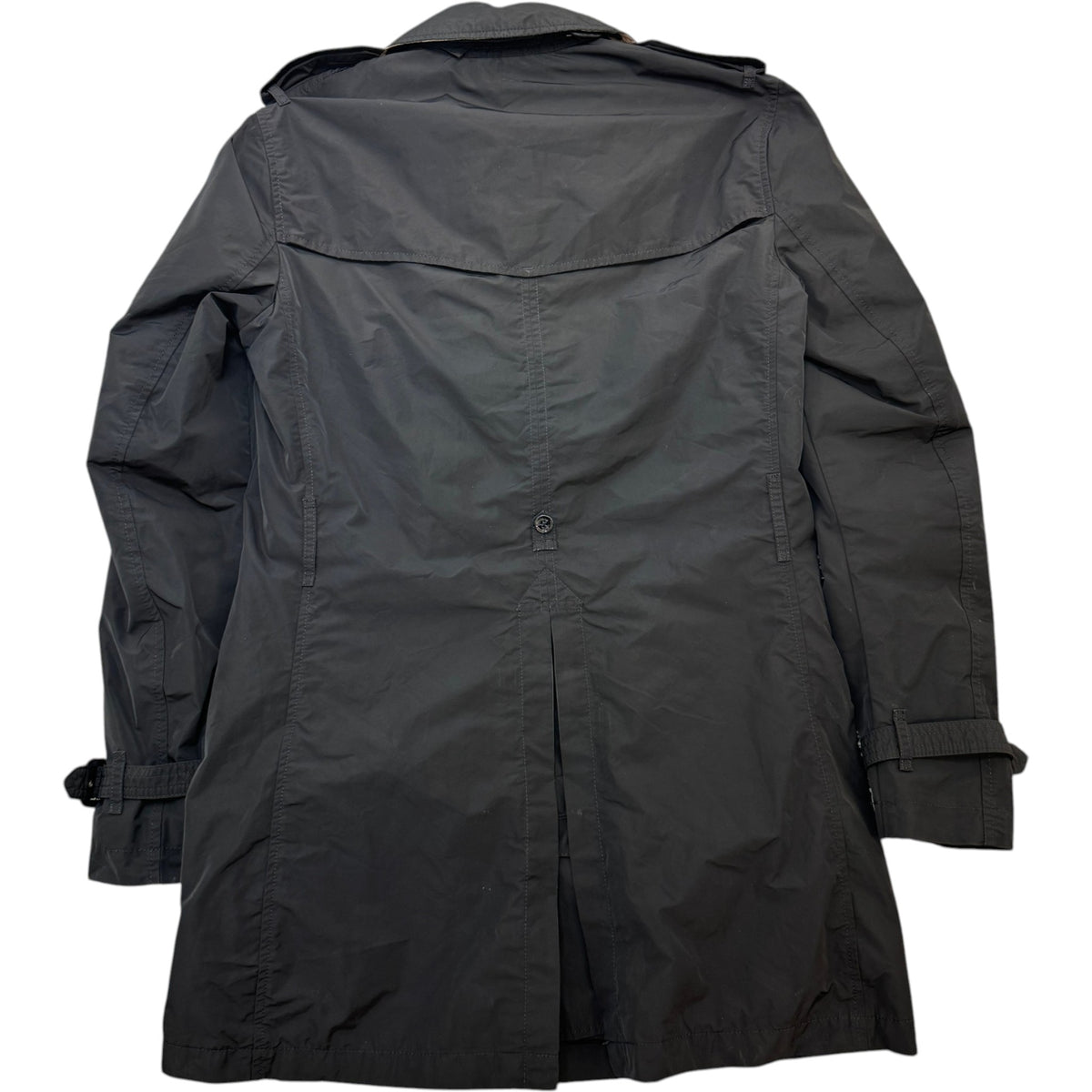 Men's Check Single Breasted Trench Jacket Black Size S - Photo 2