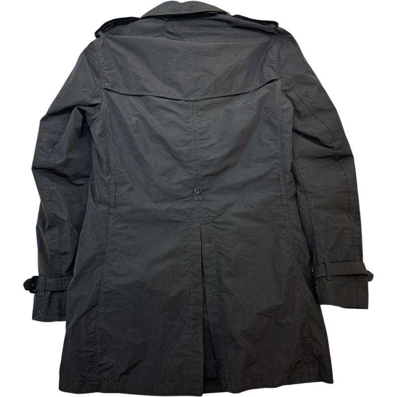 Men's Check Single Breasted Trench Jacket Black Size S
