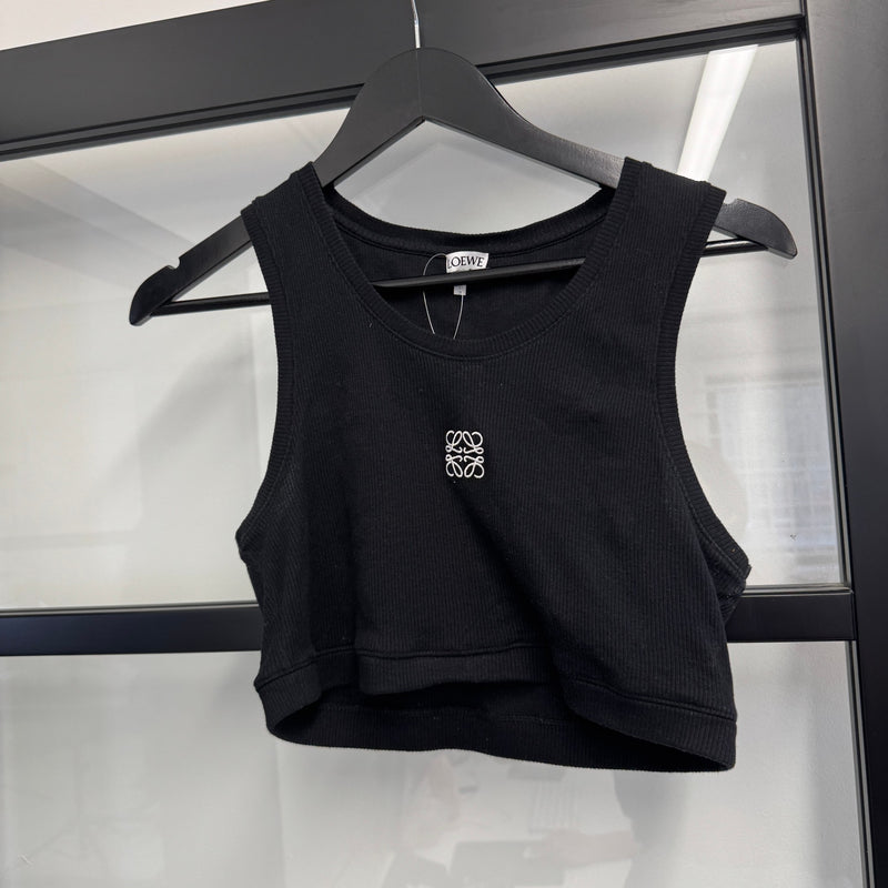Women's Embroidered Anagram Croppped Tank Top Black Size L / UK 12